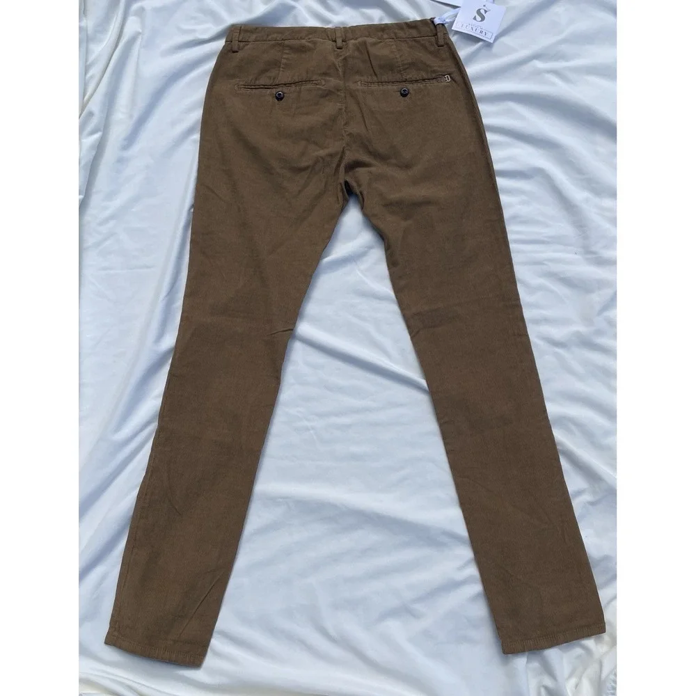 Dondup Gaubert Corduroy Pants Mocha Brown Made in Italy Slim Fit Mens Size 30